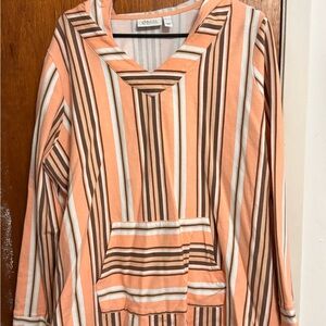Shein Women's Striped Long Sleeve Top - Orange and Brown